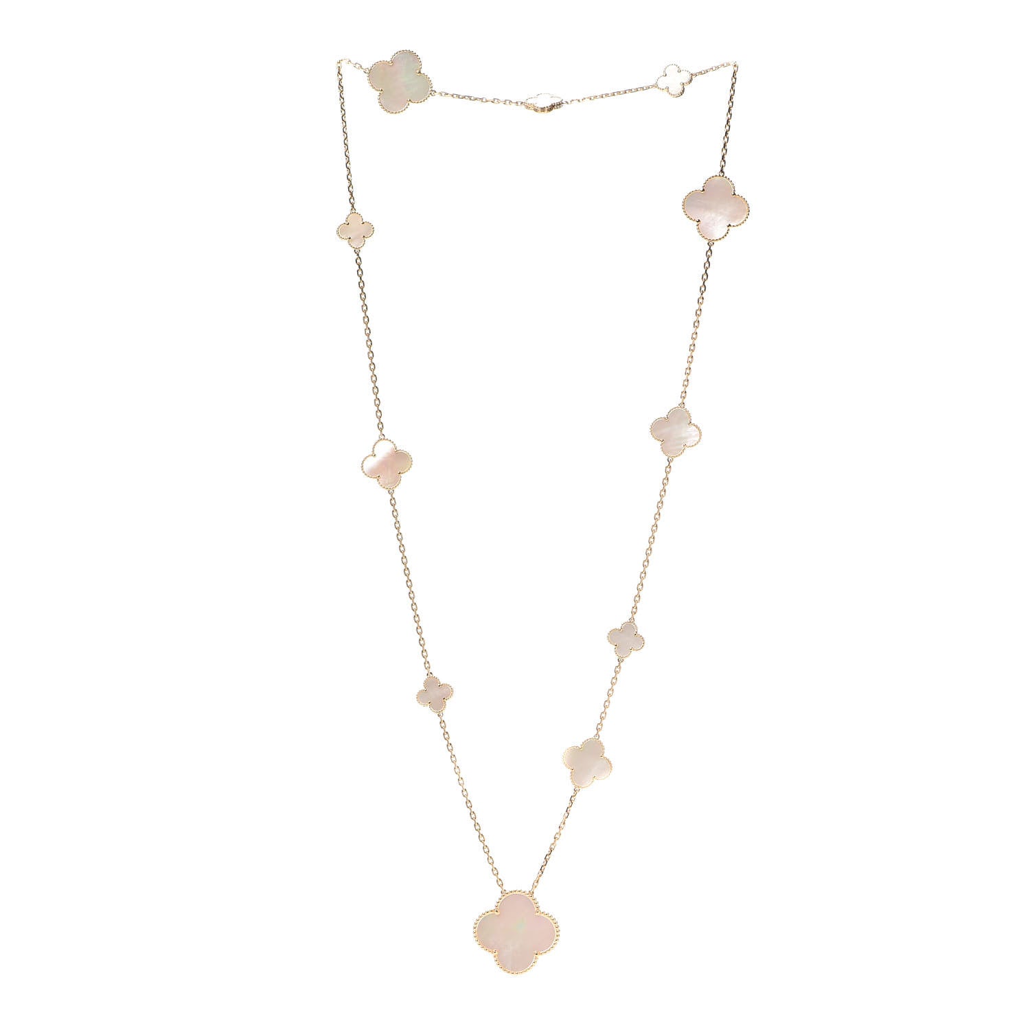 Van Cleef & Arpels 18K Yellow Gold Mother of Pearl 11 Motifs Magic Alhambra Necklace 3 of 7