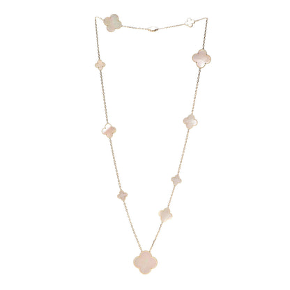 Van Cleef & Arpels 18K Yellow Gold Mother of Pearl 11 Motifs Magic Alhambra Necklace 3 of 7