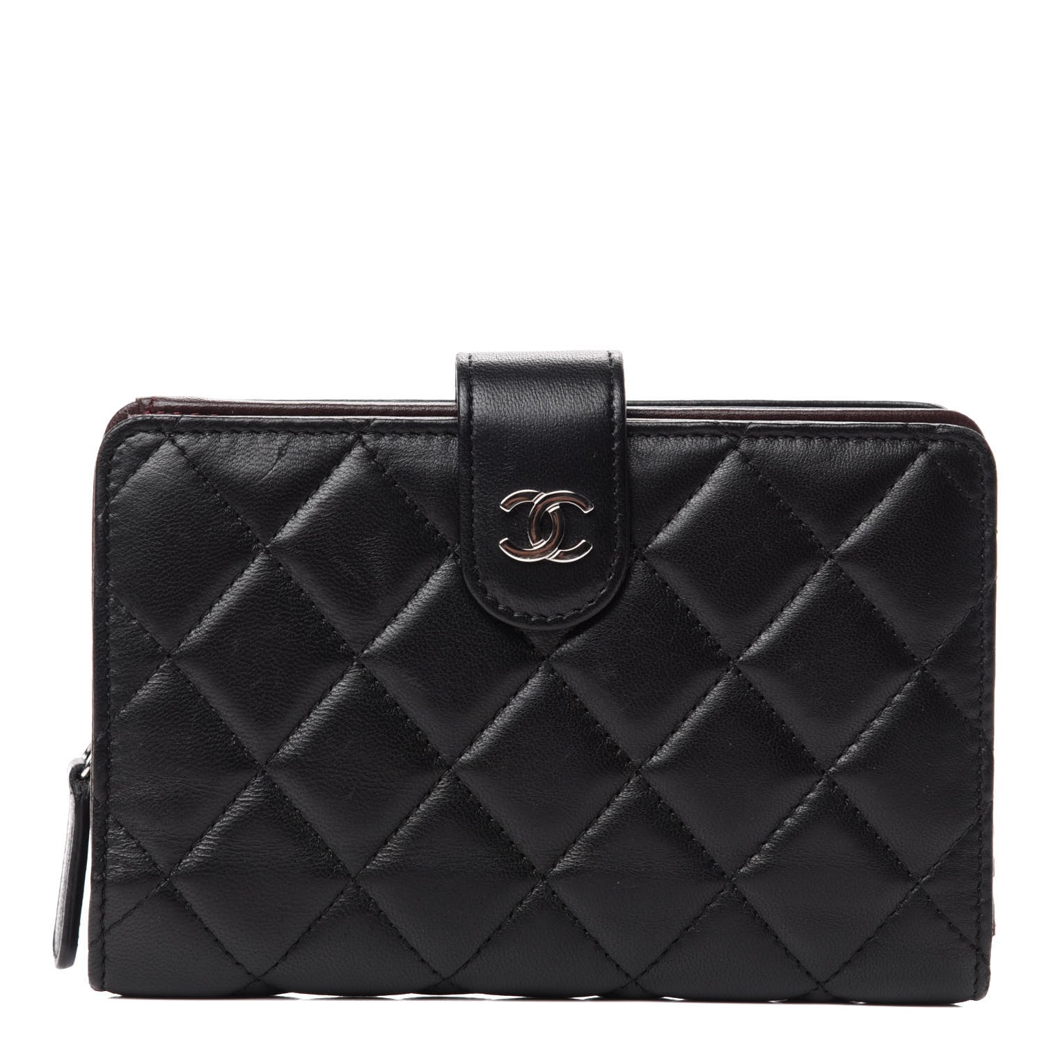 Chanel Lambskin Quilted Zipped Pocket Wallet Black 1 of 8