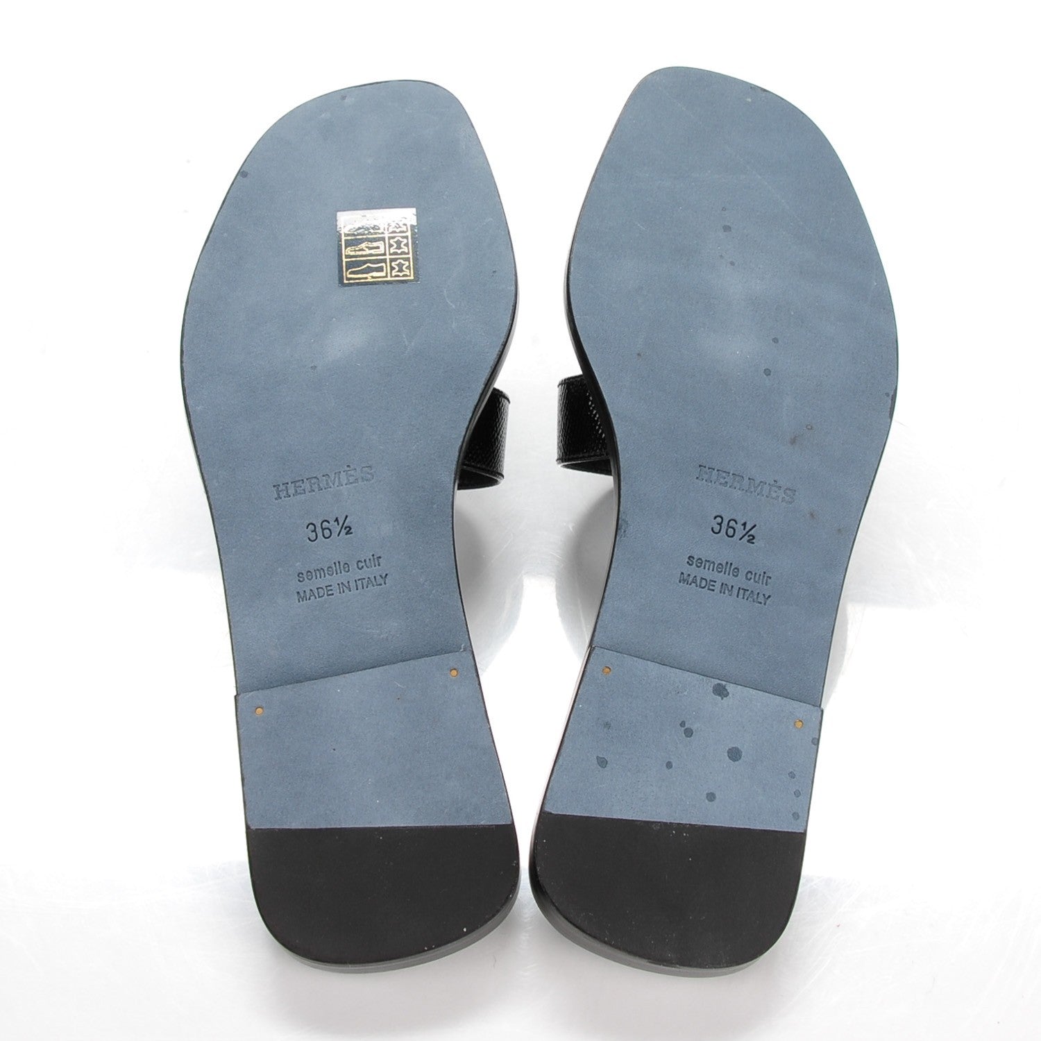 Hermes Patent Epsom Oran Sandals 36.5 Black 5 of 7