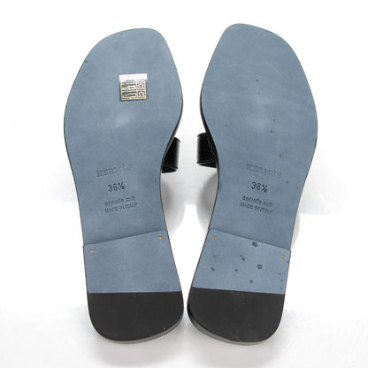 Hermes Patent Epsom Oran Sandals 36.5 Black 5 of 7