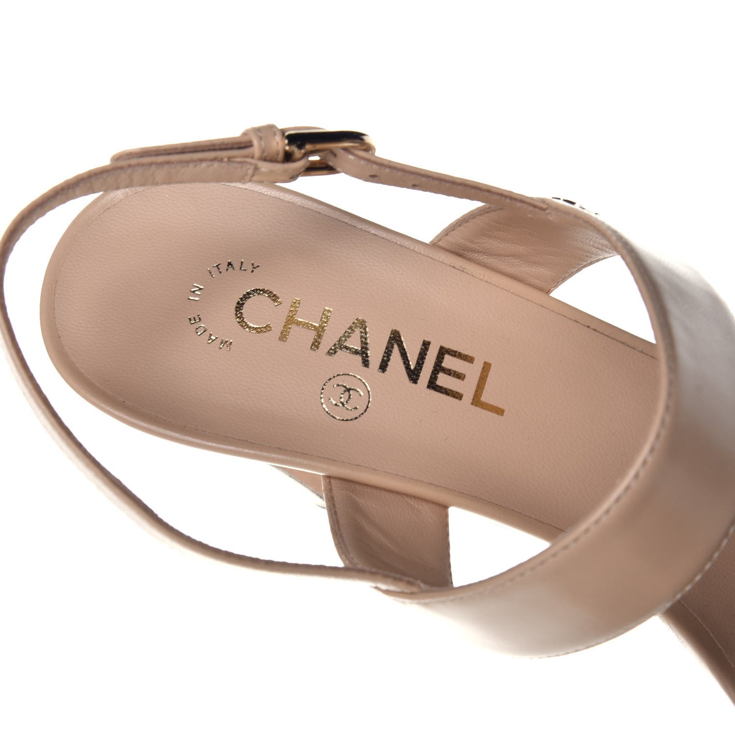 Lambskin Chain Sandals 41.5 Beige