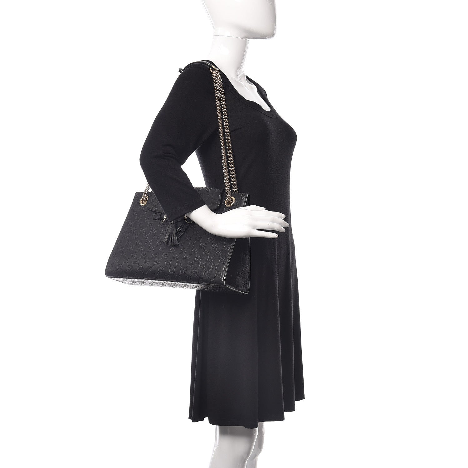 Gucci Guccissima Large Emily Chain Shoulder Bag Black 2 of 13