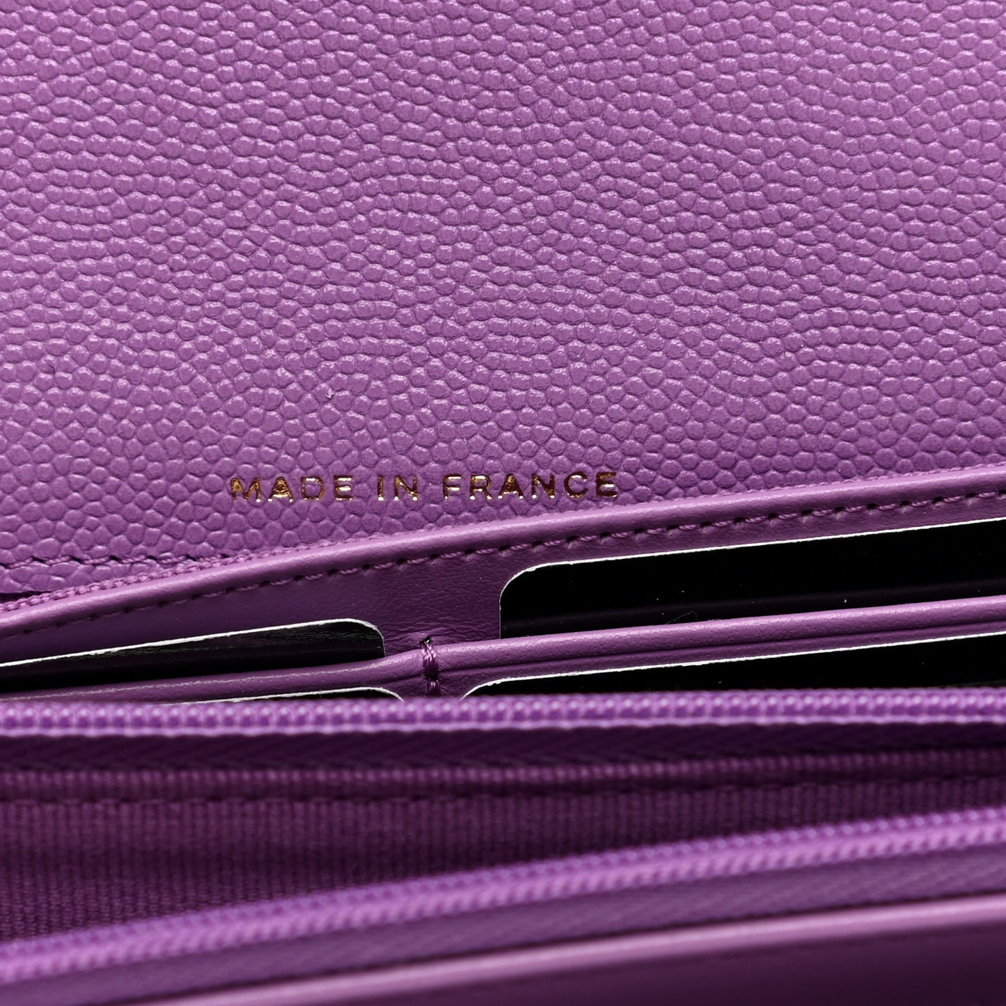 Caviar Quilted Large Flap Wallet Purple