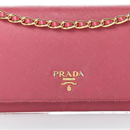 Prada Saffiano Metal Oro Chain Wallet Peonia 8 of 18