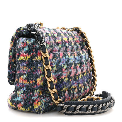 Chanel Tweed Quilted Medium Chanel 19 Flap Dark Multicolor 3 of 10