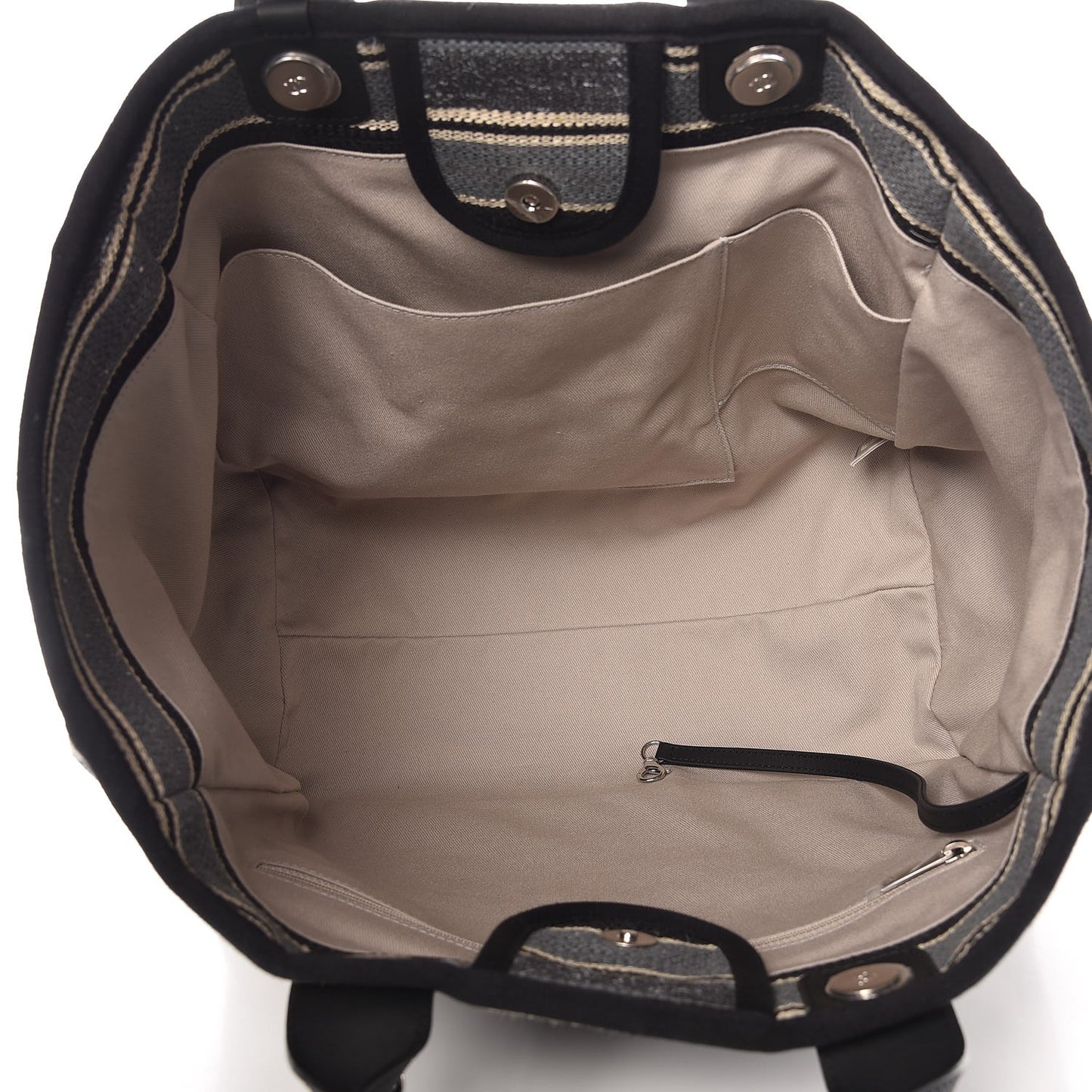 Striped Canvas Medium Deauville Tote Black