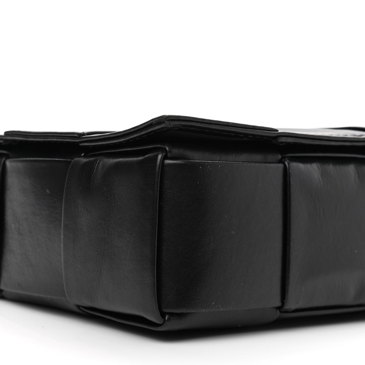 Paper Calfskin Maxi Intreccio Cassette Crossbody Bag Black