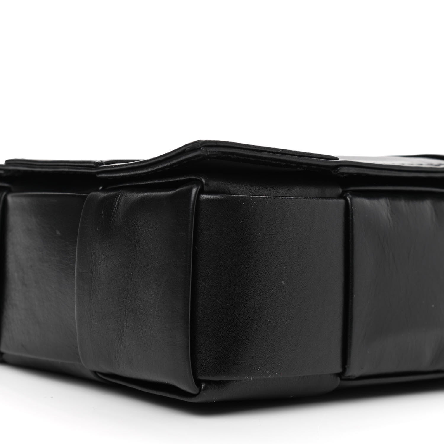 Bottega Veneta Paper Calfskin Maxi Intreccio Cassette Crossbody Bag Black 8 of 9