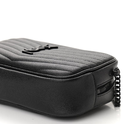 Saint Laurent Grain De Poudre Matelasse Monogram Mini Lou Camera Bag Black 10 of 11