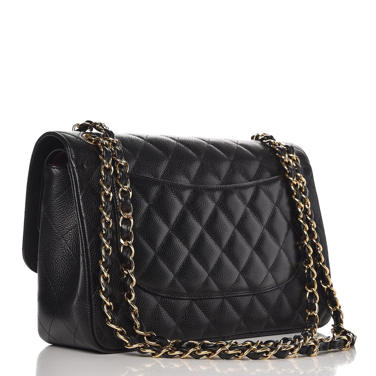 Caviar Quilted Jumbo Double Flap Black