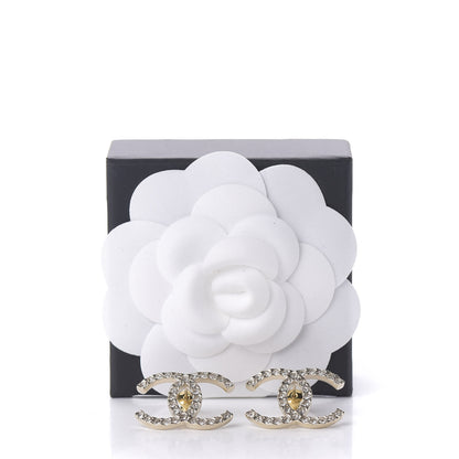 Chanel Baguette Crystal High Society CC Earrings Gold 5 of 5
