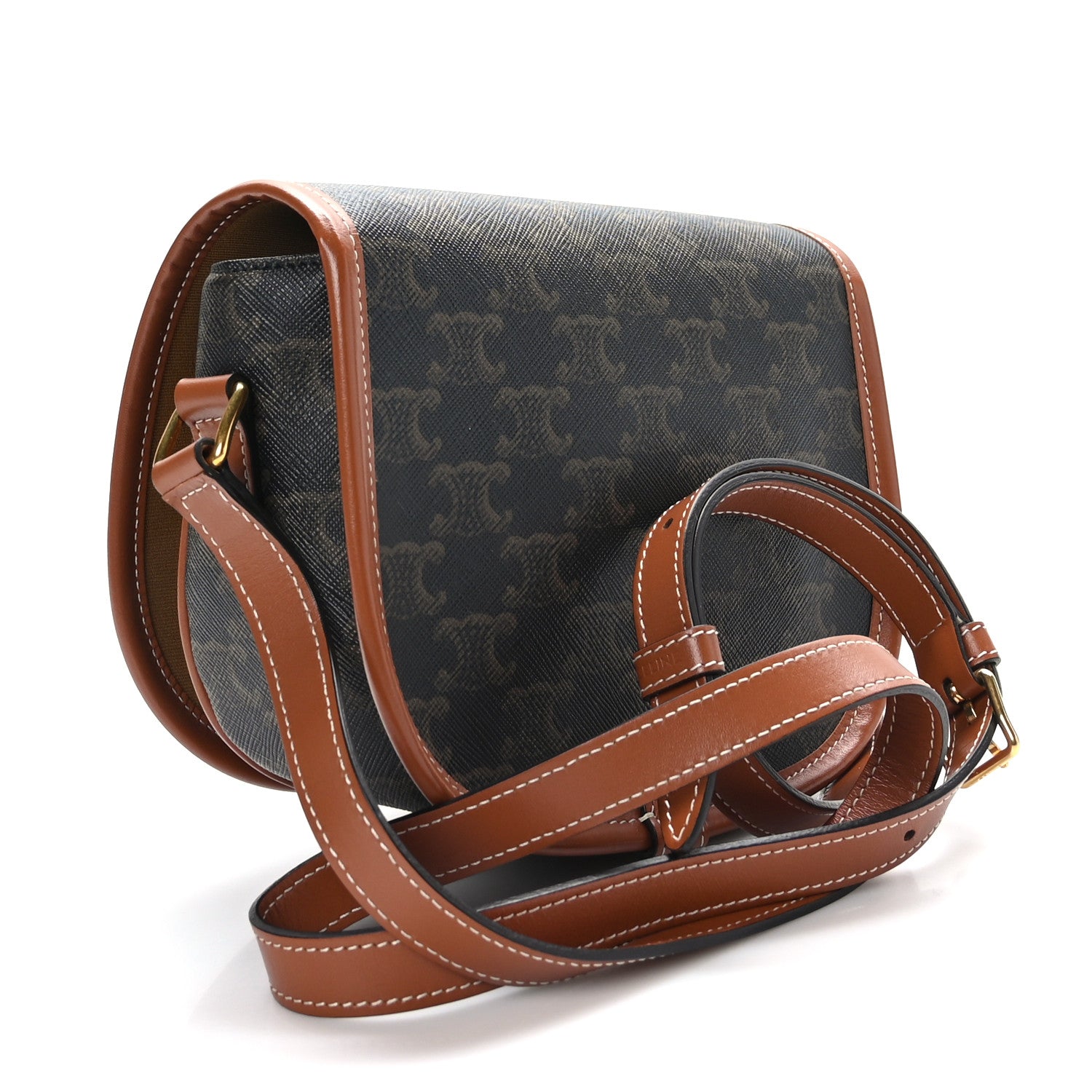 Celine Triomphe Canvas Medium Folco Bag Tan 3 of 8