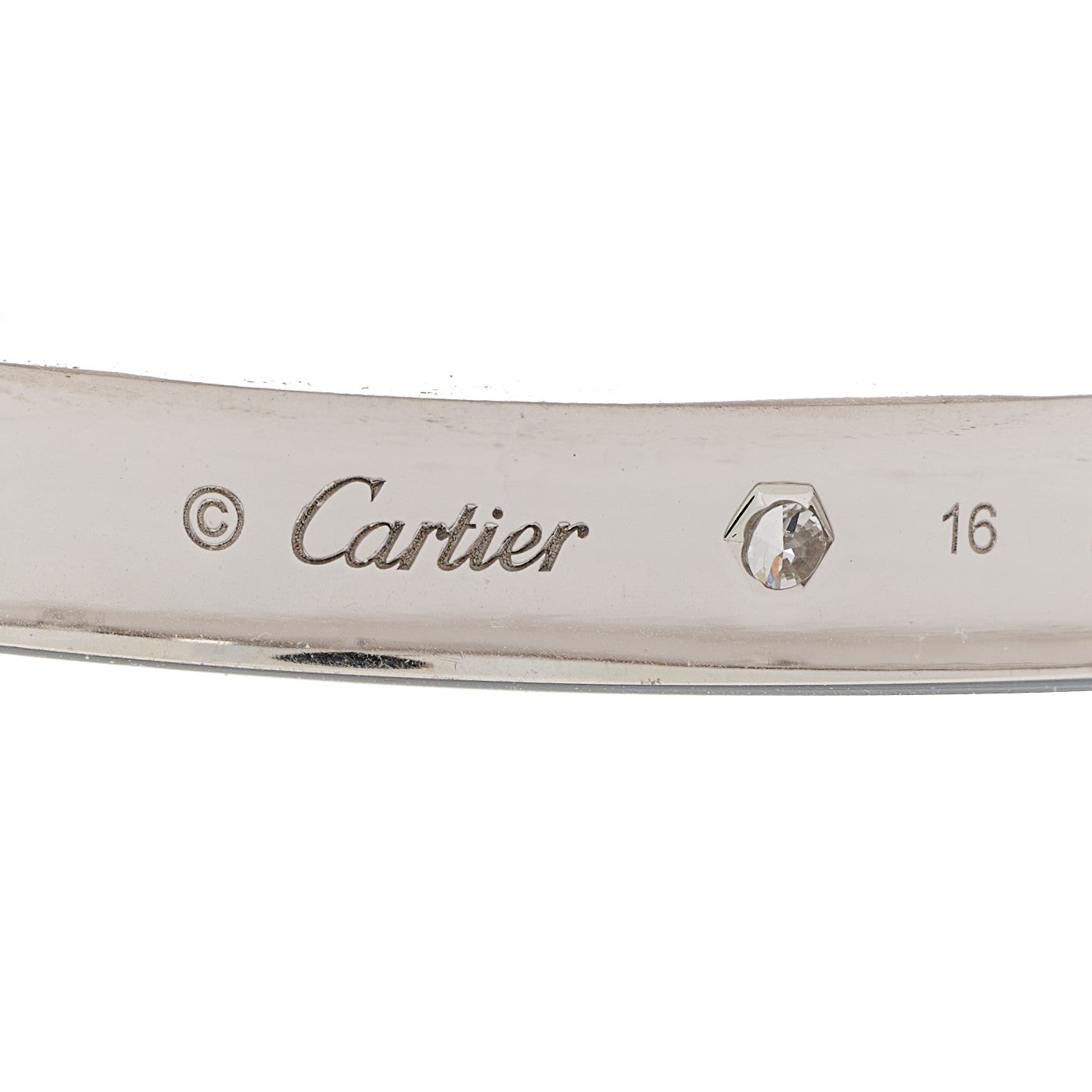 Cartier 18K White Gold 4 Diamond LOVE Bracelet 16 5 of 7