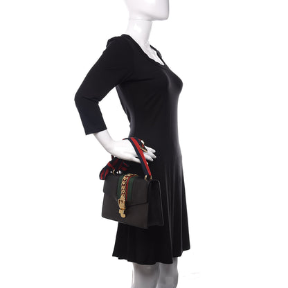 Gucci Calfskin Small Sylvie Shoulder Bag Black 2 of 13
