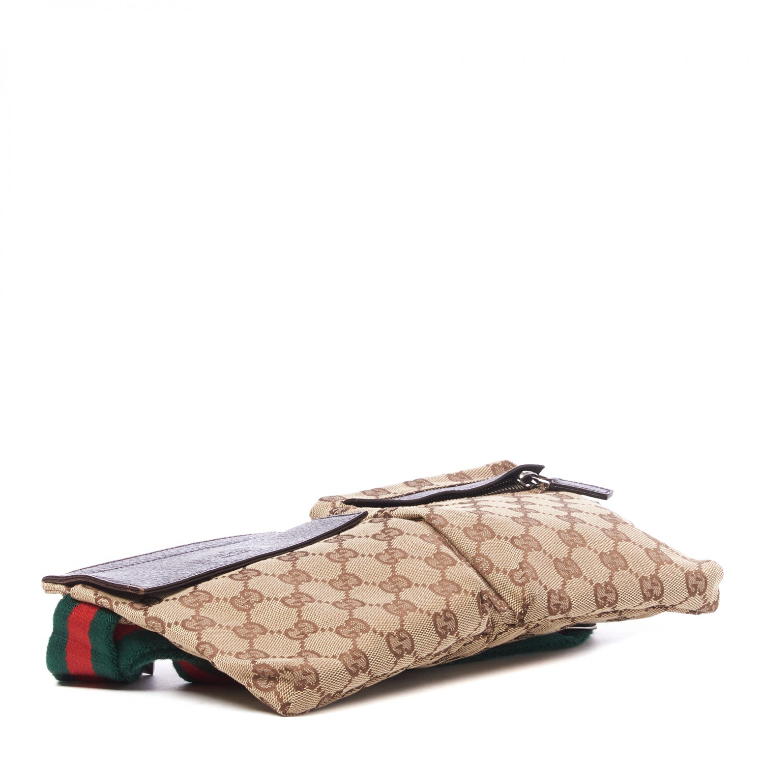 Gucci GG Monogram Web Double Pocket Belt Bag Dark Brown 3 of 7