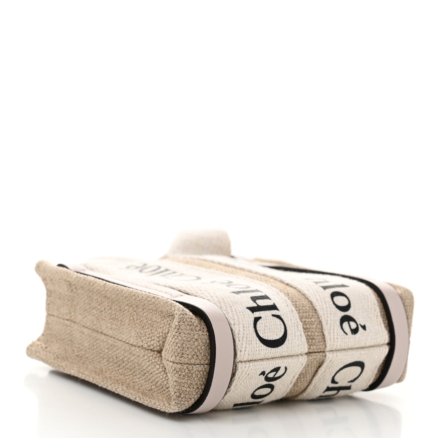 Chloe Cotton Calfskin Nano Woody Ribbon Tote White Pink 4 of 10