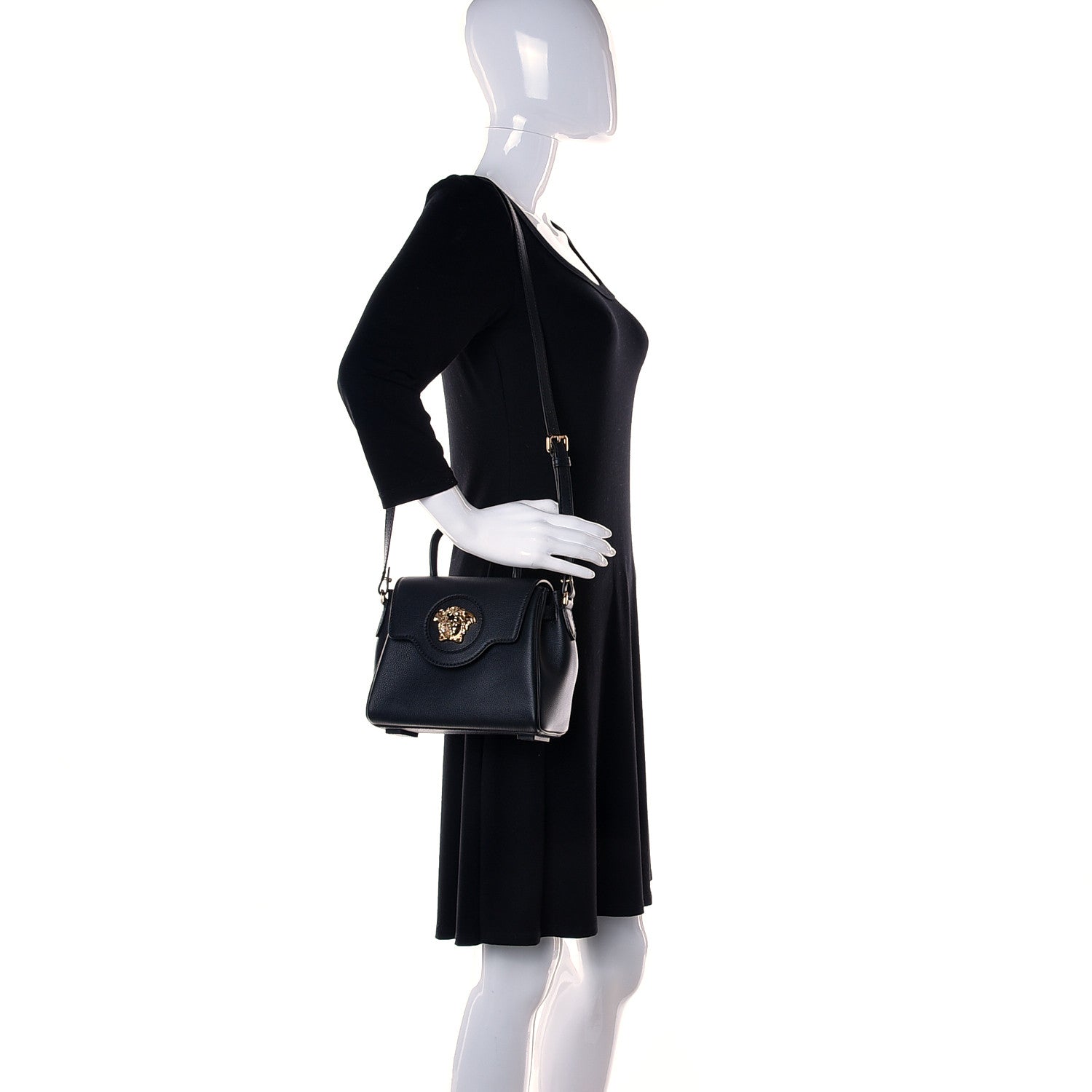 Versace Grained Calfskin Small La Medusa Top Handle Bag Black 2 of 12