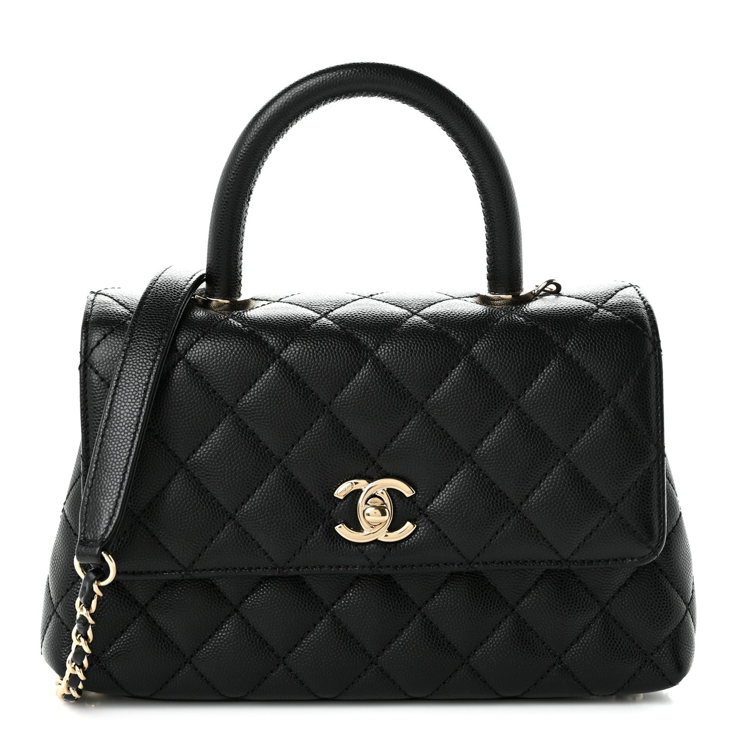 Caviar Quilted Mini Coco Handle Flap Black