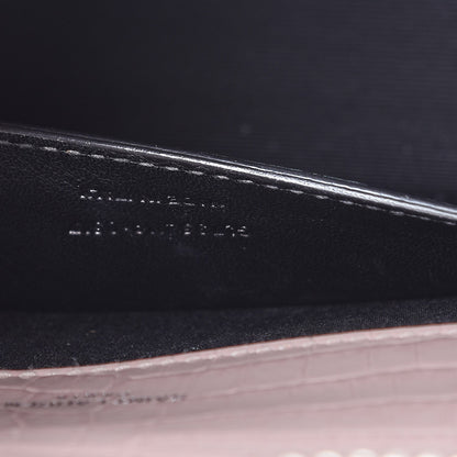 Saint Laurent Calfskin Crocodile Embossed Medium Classic Monogram Kate Tassel Satchel Powder Pink 7 of 11