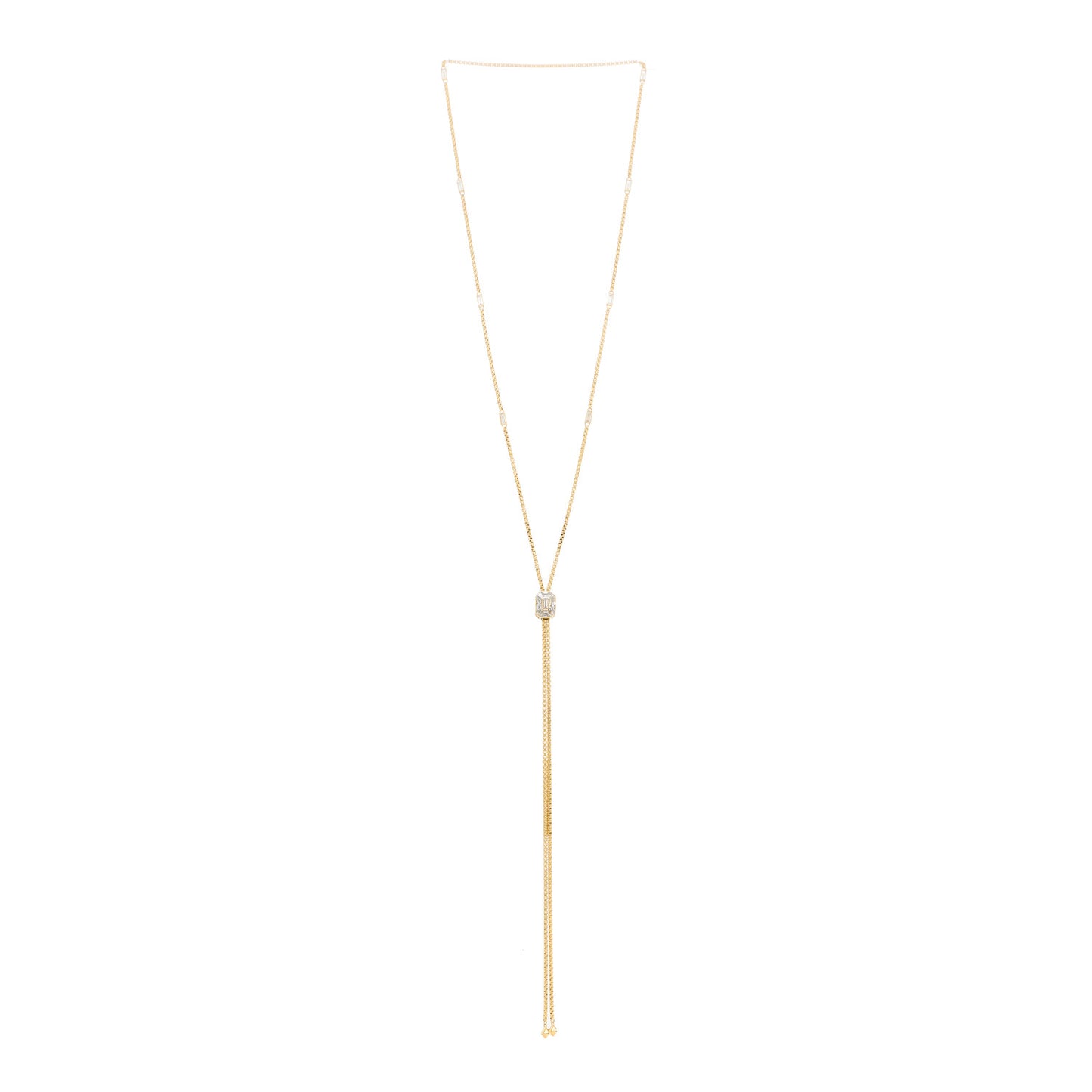 18K Yellow Gold Diamond Stax Lariat Necklace
