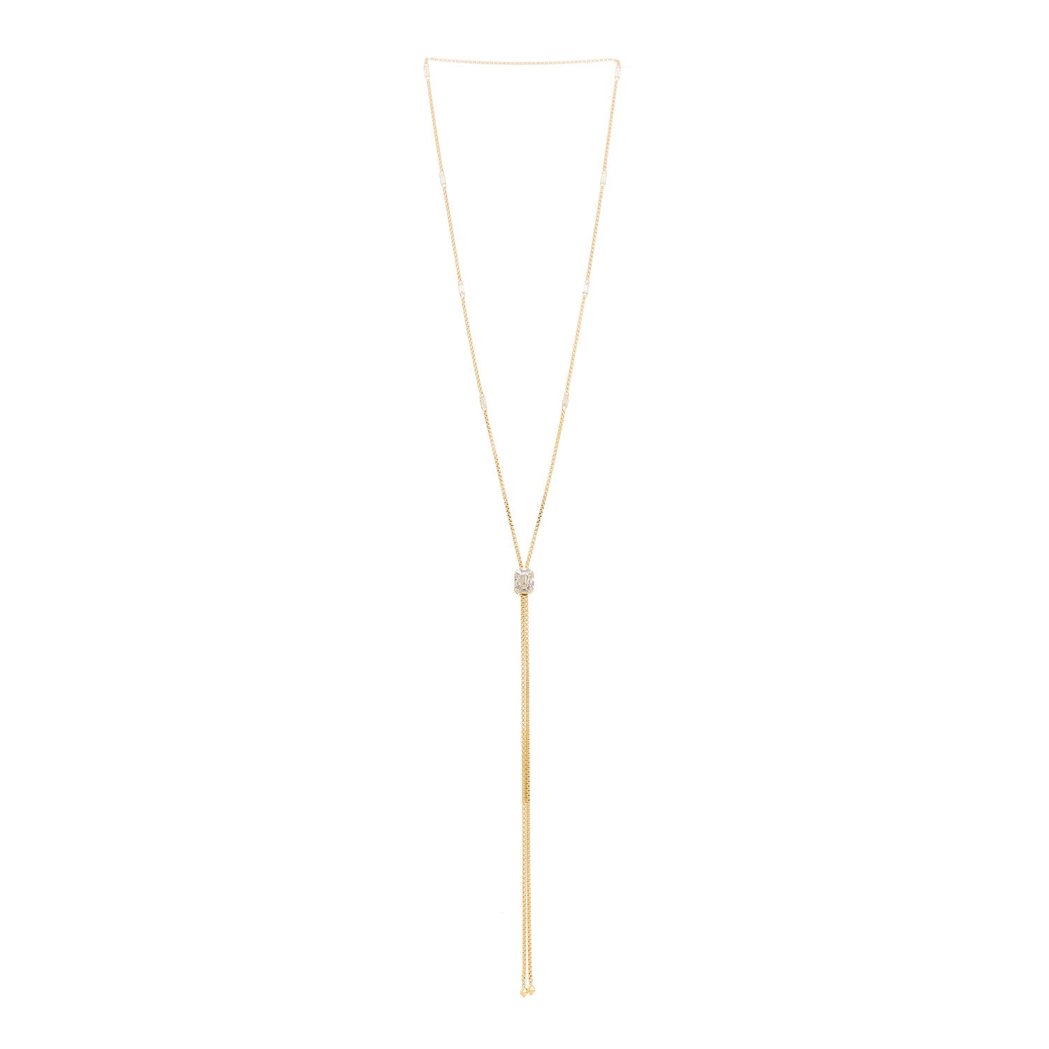 David Yurman 18K Yellow Gold Diamond Stax Lariat Necklace 3 of 4
