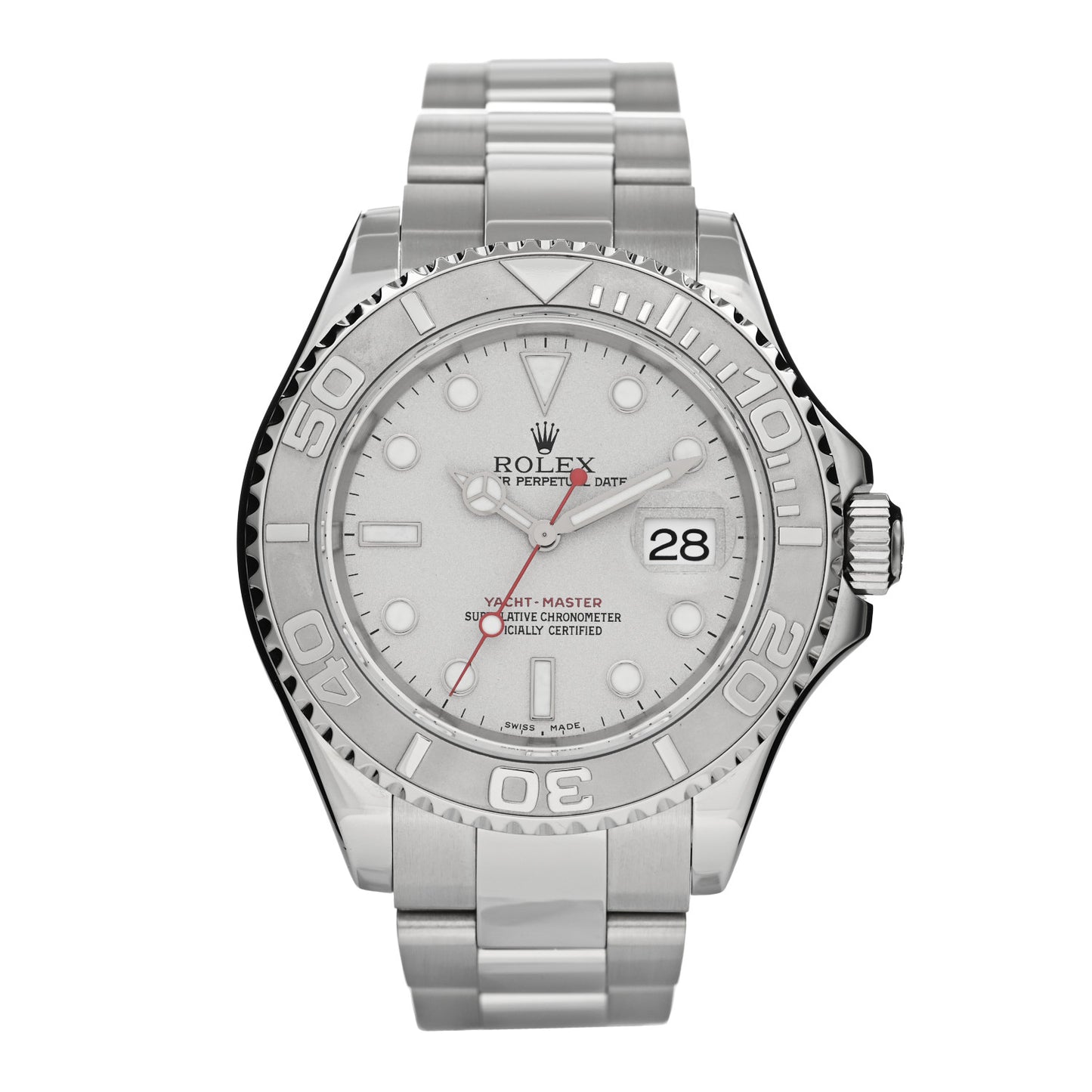 Stainless Steel Platinum 40mm Oyster Perpetual Date Yacht-Master Watch Silver 16622