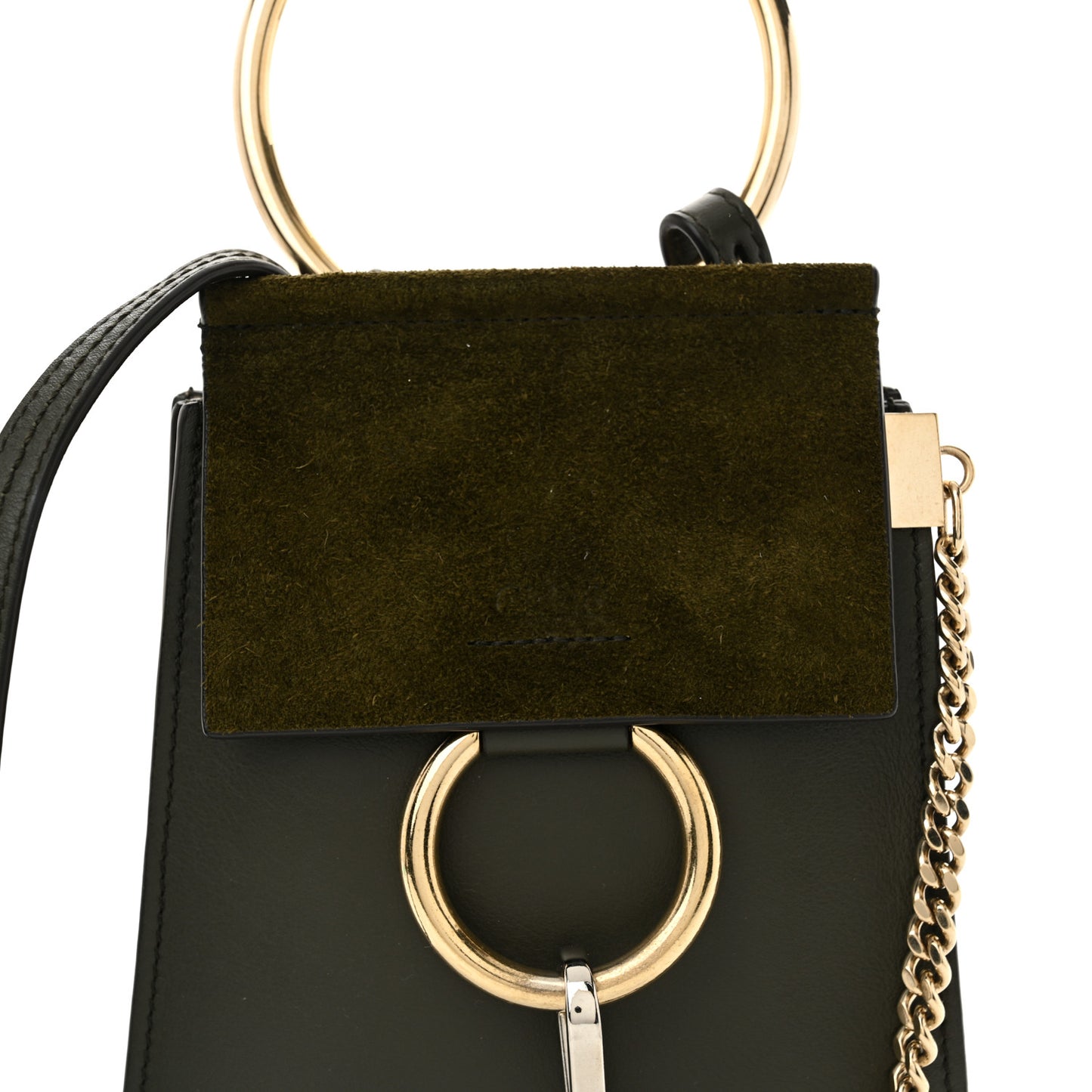 Suede Calfskin Mini Faye Bracelet Bag Deep Forrest