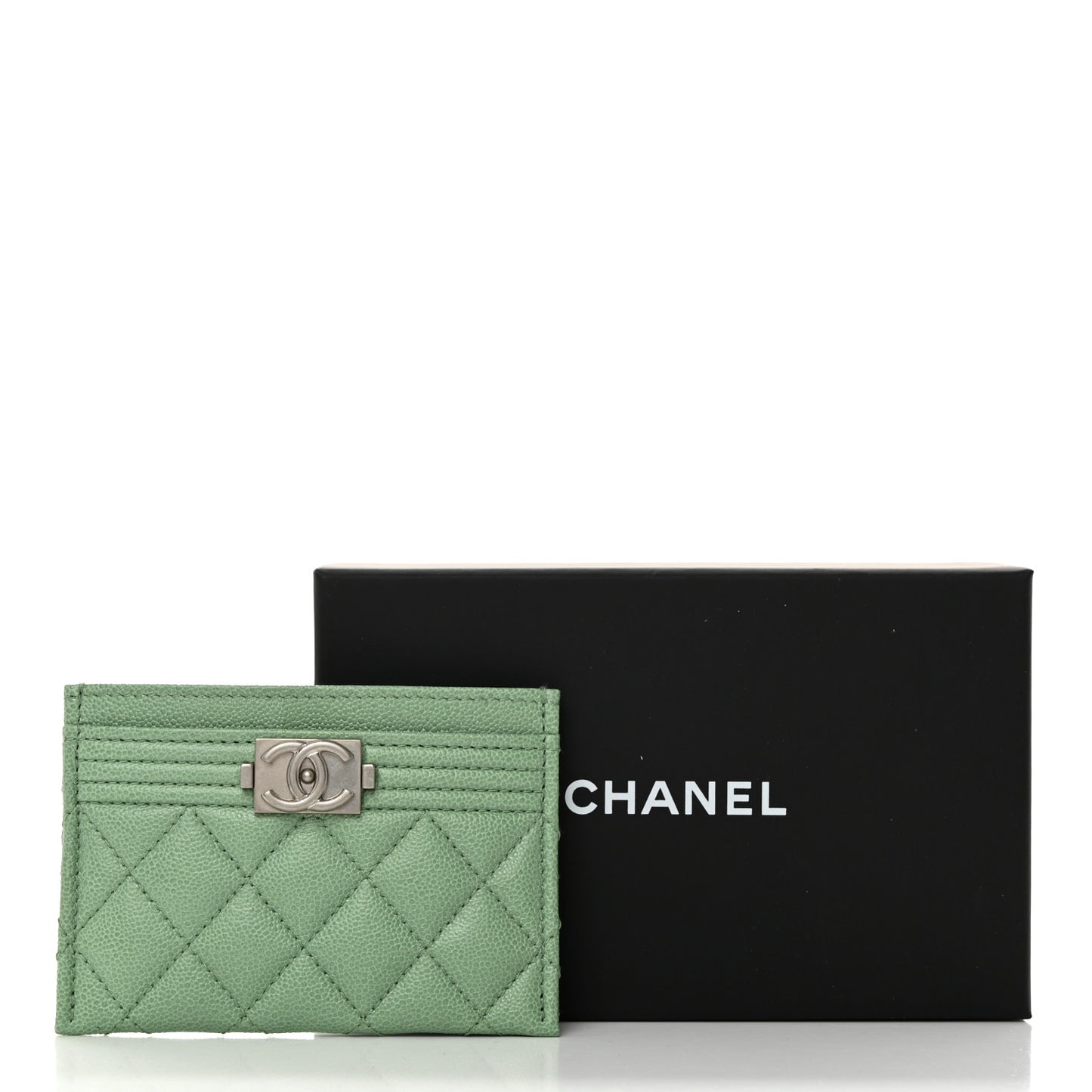 Caviar Quilted Boy Card Holder Light Green