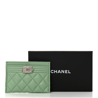 Chanel Caviar Quilted Boy Card Holder Light Green 9 of 9