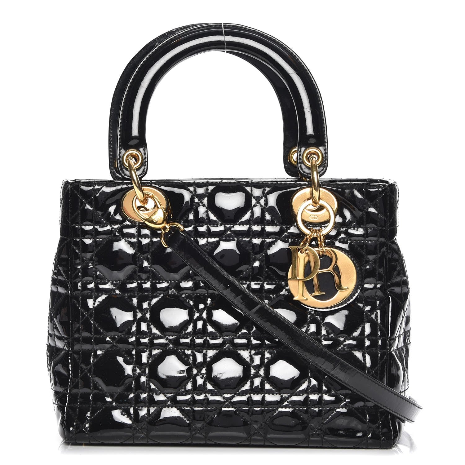 Christian Dior Patent Cannage Medium Lady Dior Black 1 of 8