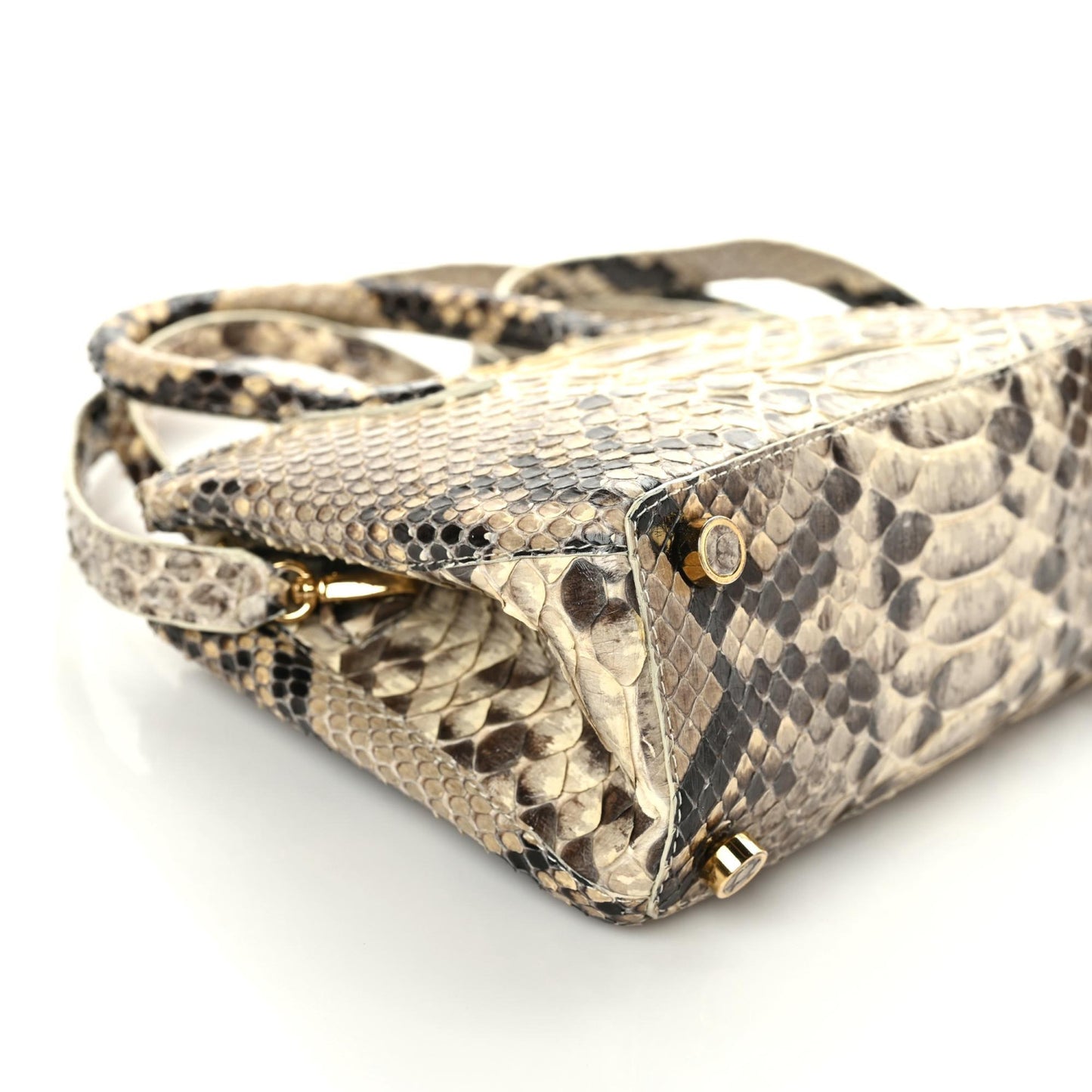Python Top Handle Bag Grey White