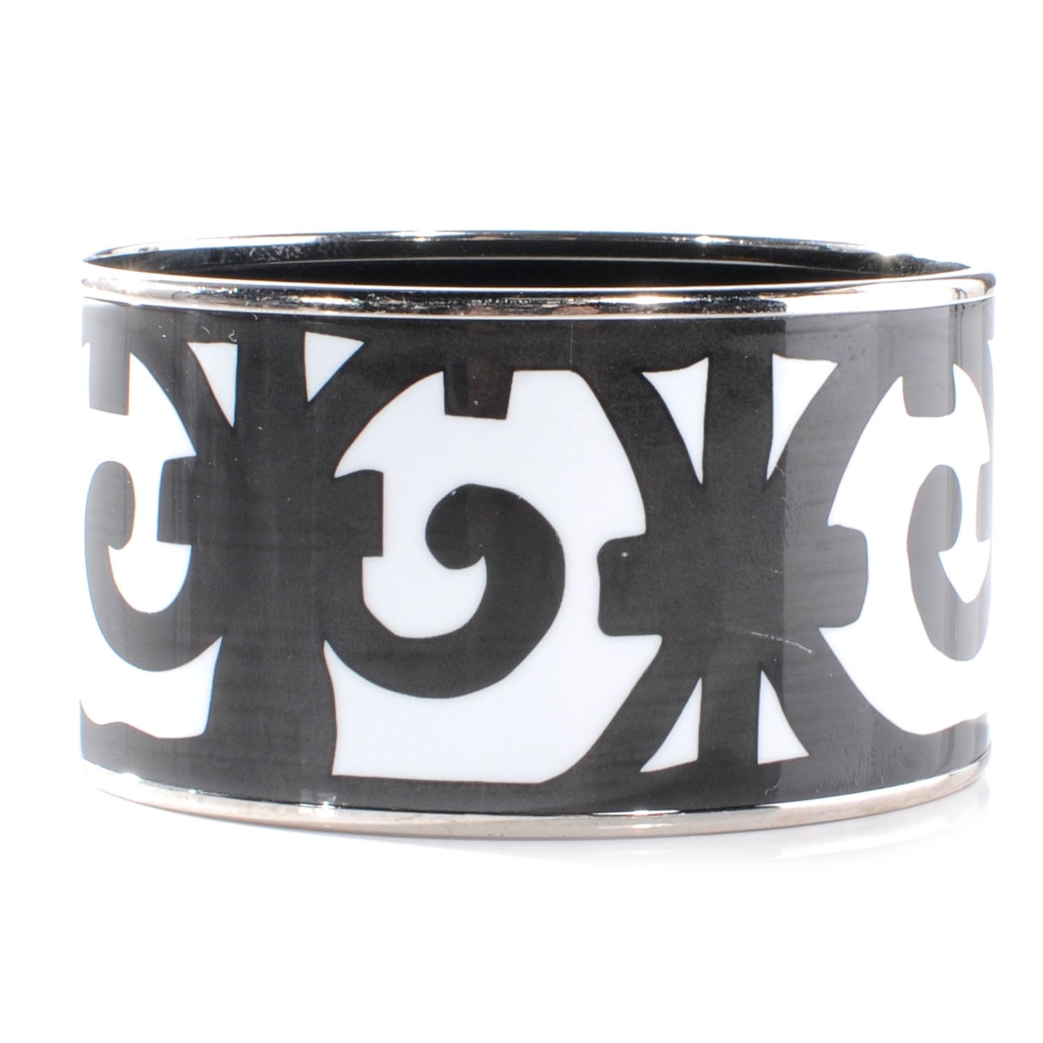 Hermes Enamel Printed Extra Wide Balcons du Guadalquivir Bracelet 65 Black 3 of 5