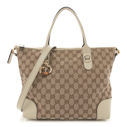 Gucci Monogram Heart Bit Charm Top Handle Tote Off White 1 of 14