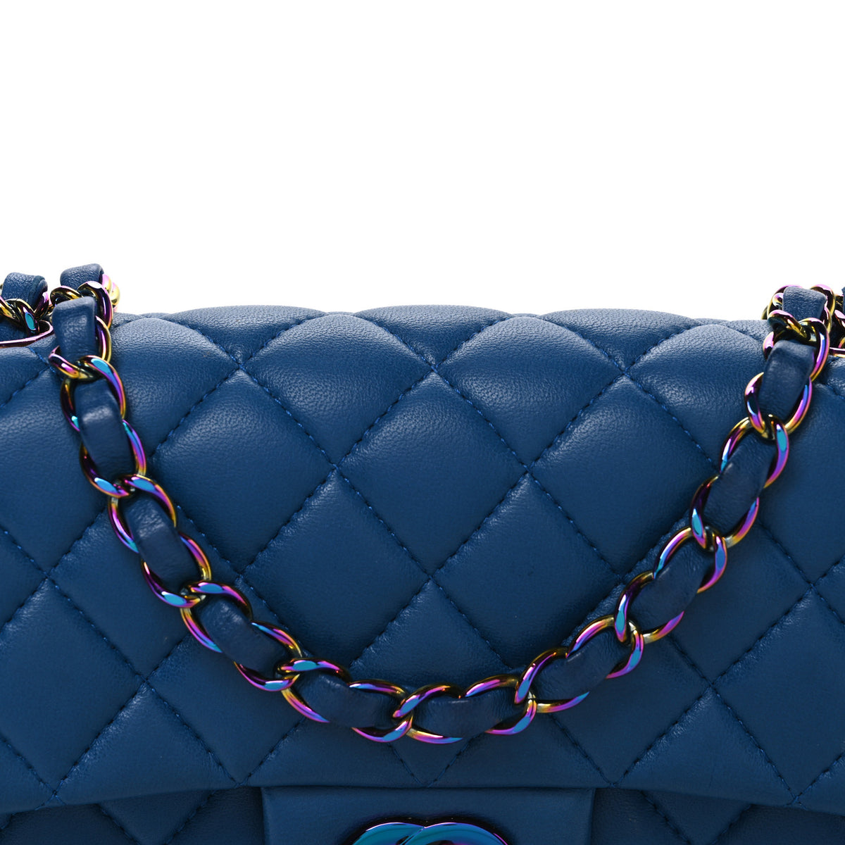 Chanel Lambskin Quilted Mini Rectangular Flap Blue Purple 8 of 11