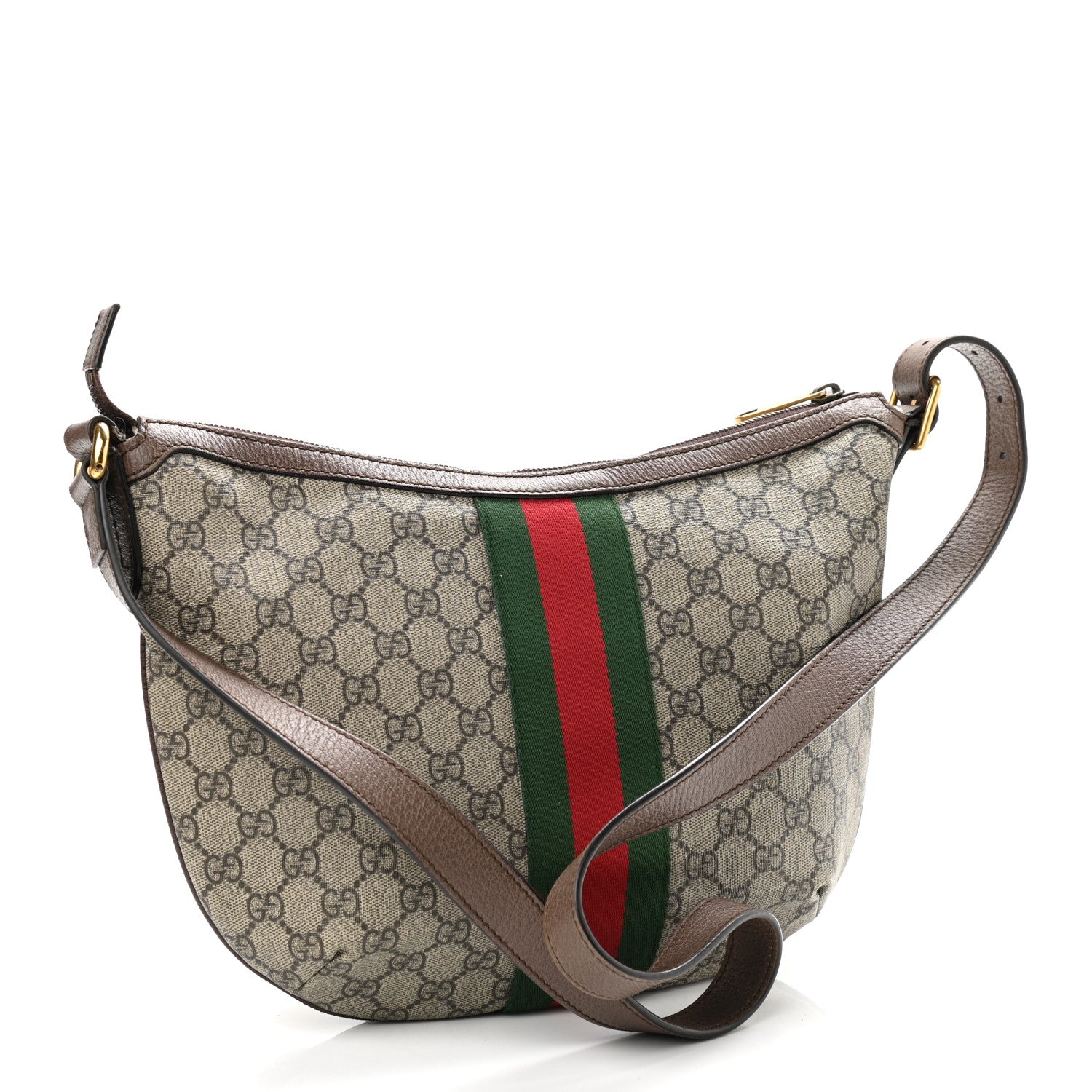 Gucci GG Supreme Monogram Web Small Ophidia Half Moon Hobo Brown 3 of 10