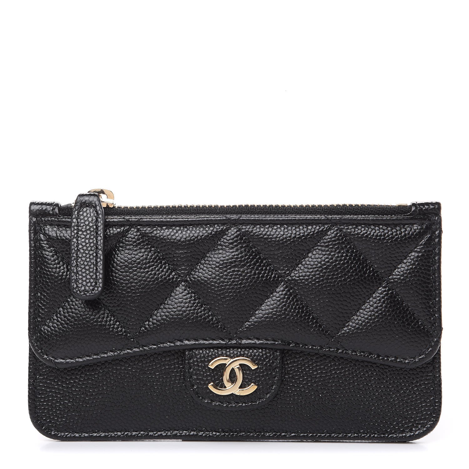 Chanel Caviar Quilted Flap Zip Card Holder Black 1 of 8