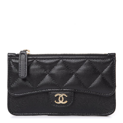 Chanel Caviar Quilted Flap Zip Card Holder Black 1 of 8