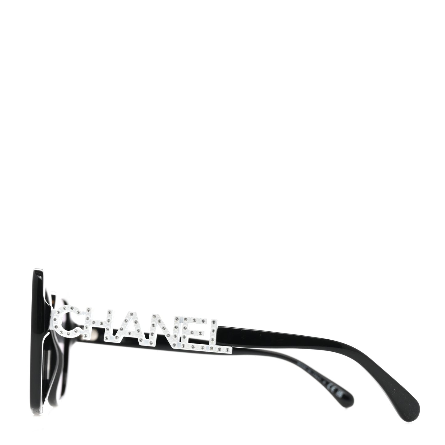 Acetate Strass Square Sunglasses 5422-B Black White