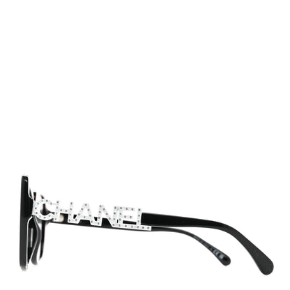 Chanel Acetate Strass Square Sunglasses 5422-B Black White 3 of 7