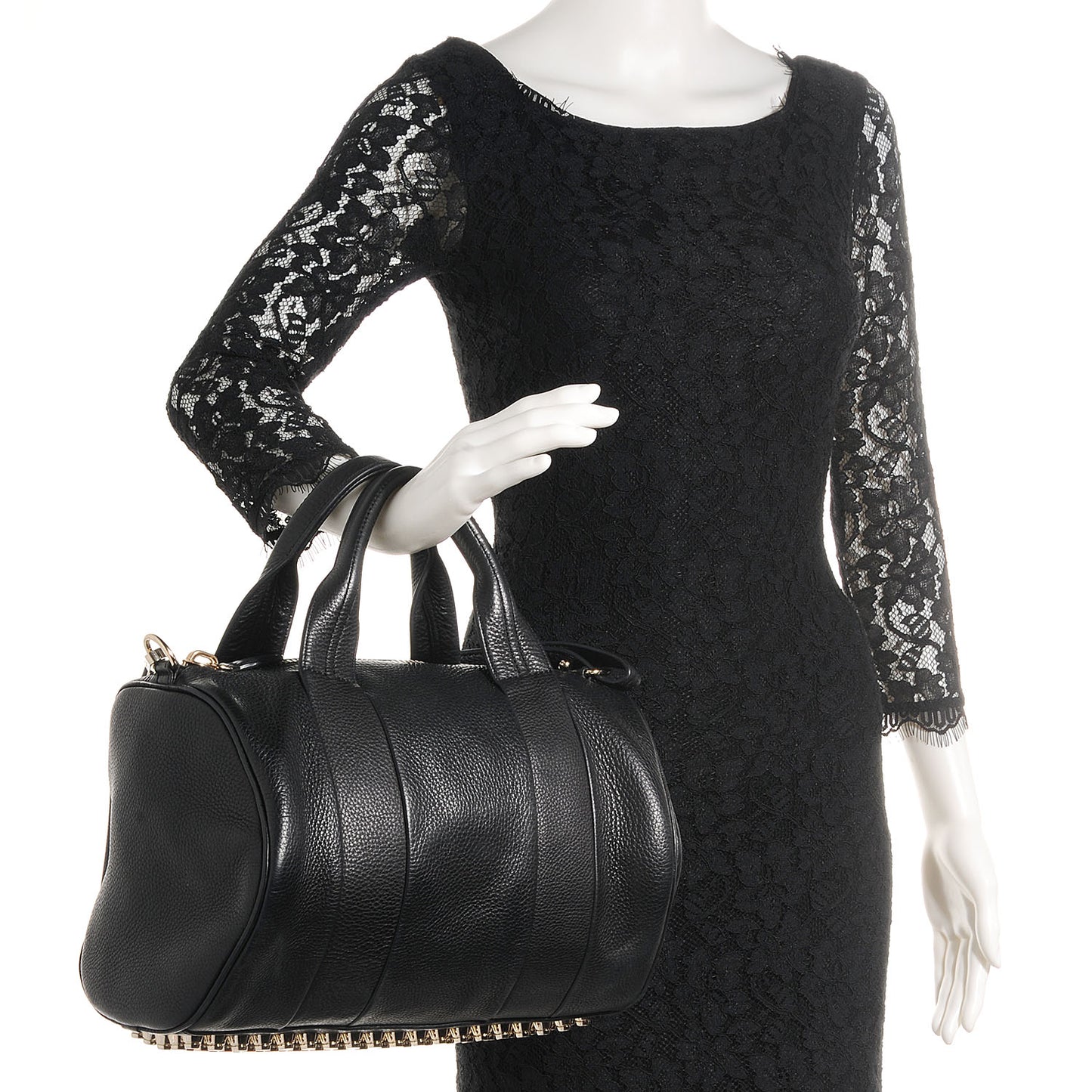 Pebbled Lambskin Rocco with Pale Gold Hardware Soft Black