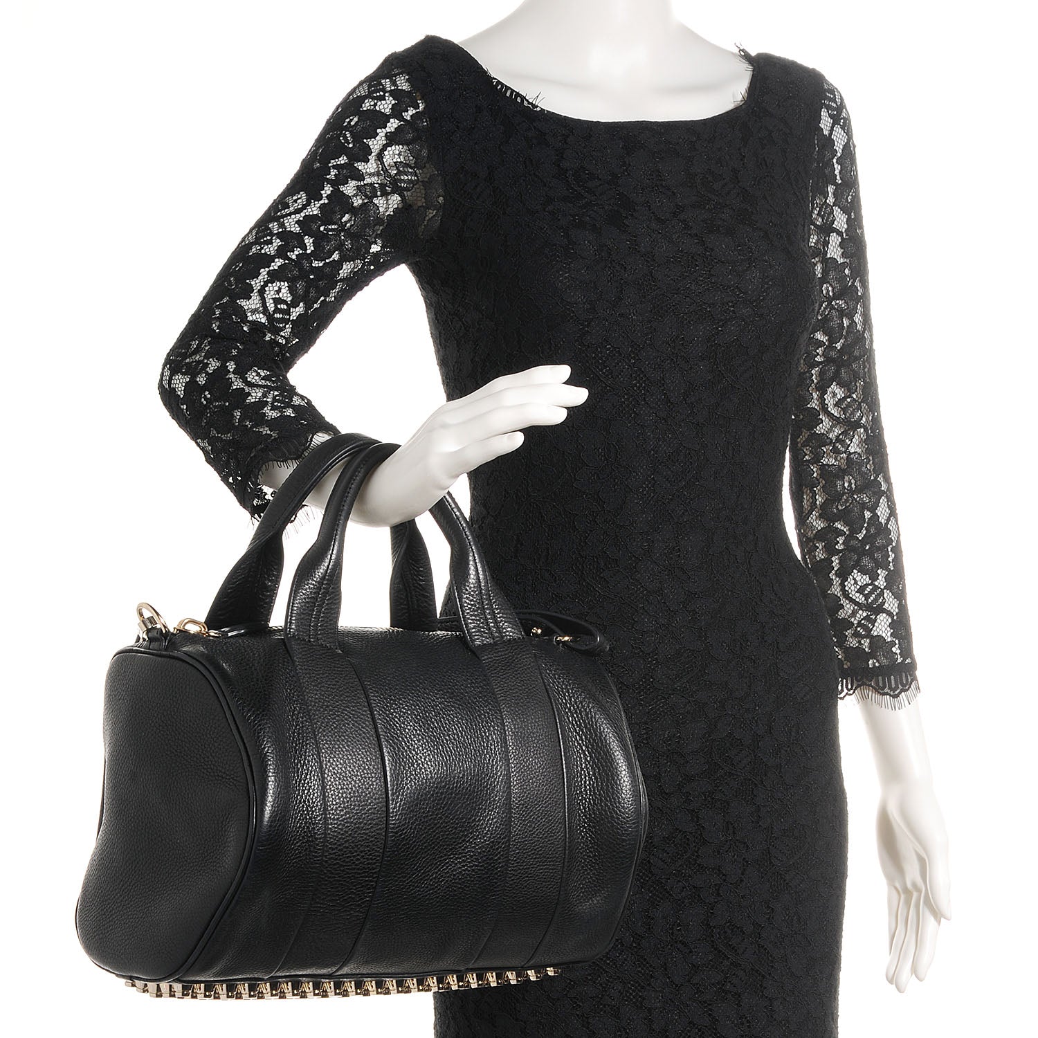 Alexander Wang Pebbled Lambskin Rocco with Pale Gold Hardware Soft Black 2 of 7