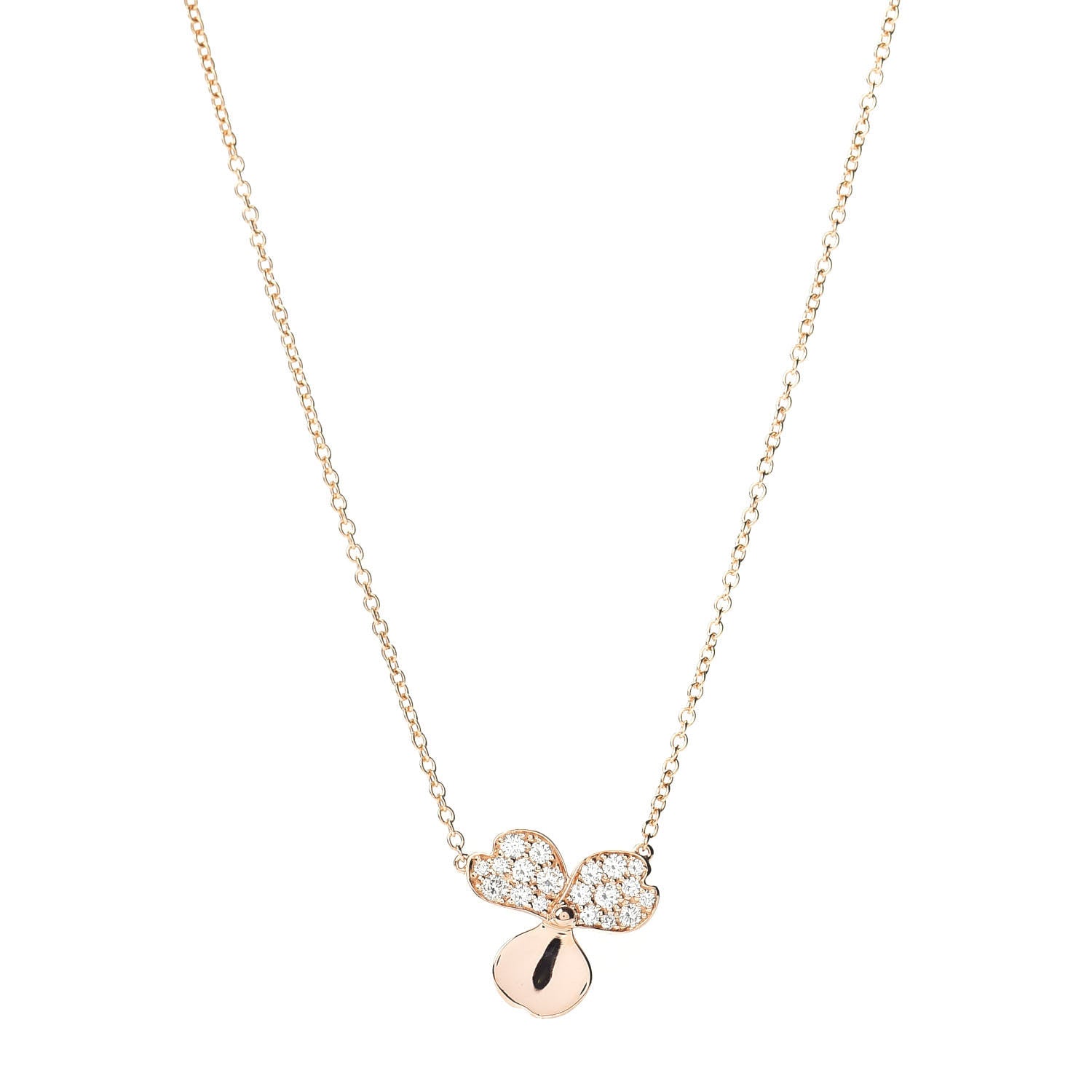 Tiffany 18K Rose Gold Diamond Paper Flowers Pendant Necklace 1 of 4