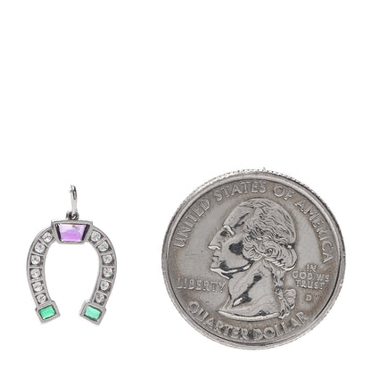 Tiffany Platinum Diamond Emerald Amethyst Horseshoe Charm 2 of 3