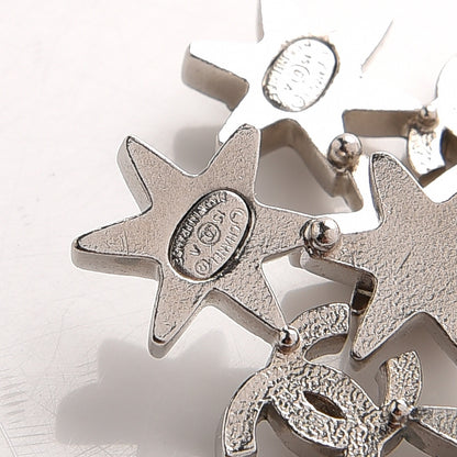 Chanel Crystal CC Star Earrings Silver 4 of 4