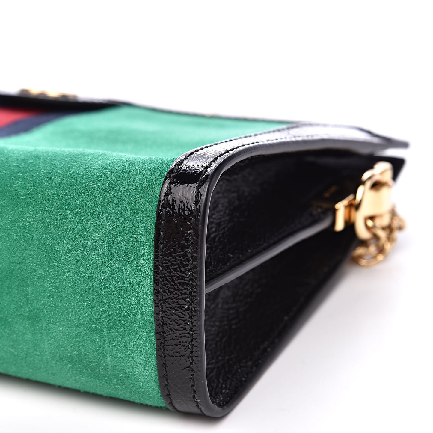 Suede Patent Web Small Ophidia Chain Shoulder Bag New Shamarock Black