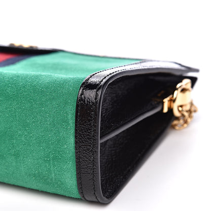 Gucci Suede Patent Web Small Ophidia Chain Shoulder Bag New Shamarock Black 9 of 11