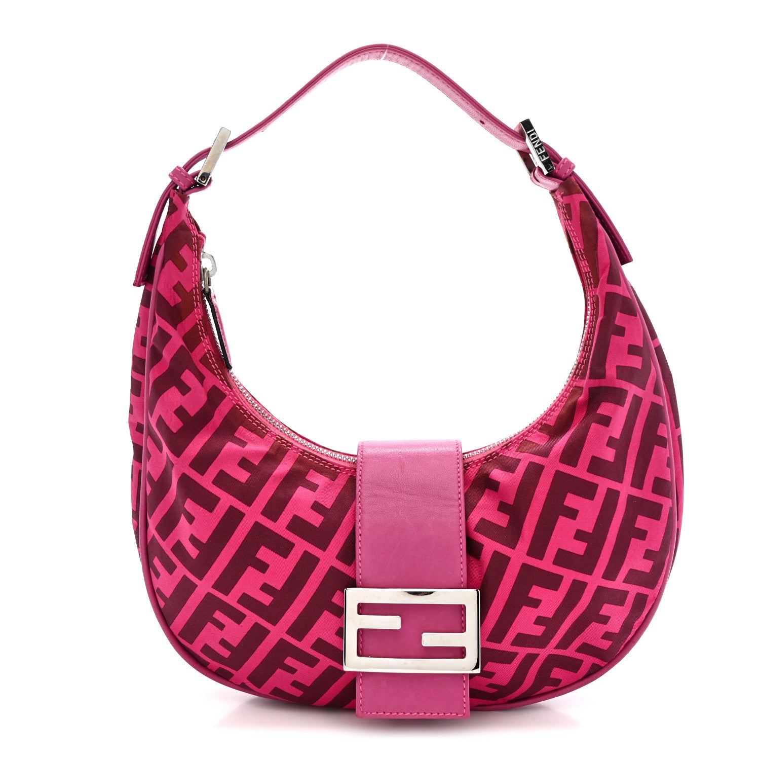 Fendi Nylon Half Moon Baguette Pink 1 of 10