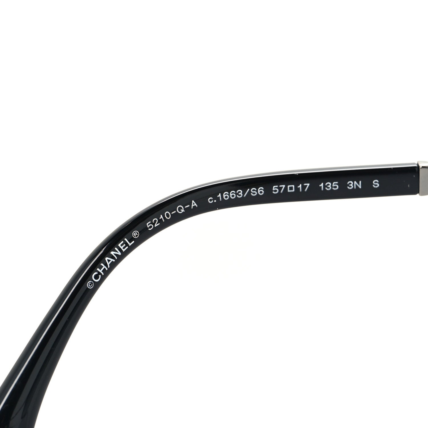 Chanel Acetate Metal Calfskin Square Chain Sunglasses 5210-Q Black Gray 5 of 8