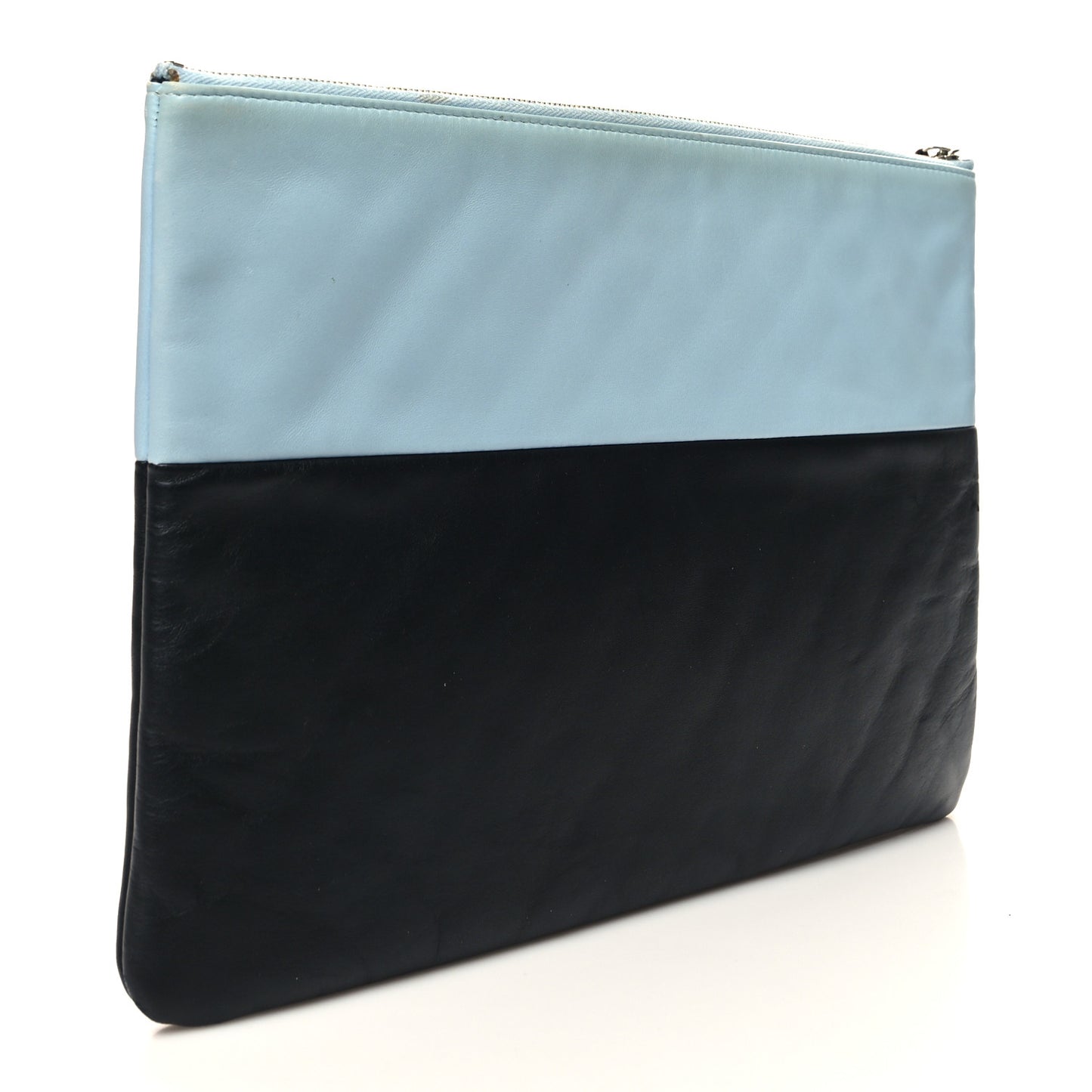 Lambskin Large Airline Zipper Cosmetic Case Blue Black Red